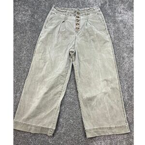 American Eagle Super Stretch Wide Leg Button Fly Pants Women's W27 Olive Green